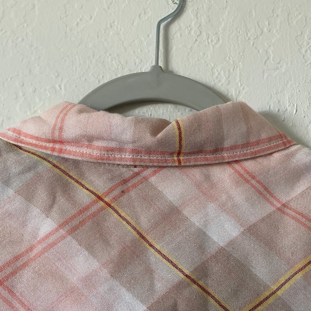 Catherines Womens Blouse Button Up Plaid Size 0X Long Sleeves Pink Casual Top - Picture 10 of 11